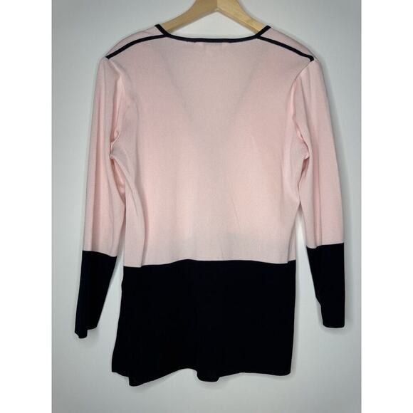 Exclusively Misook Pink Black Color Block Button Cardigan Size Large Acrylic - Picture 8 of 9